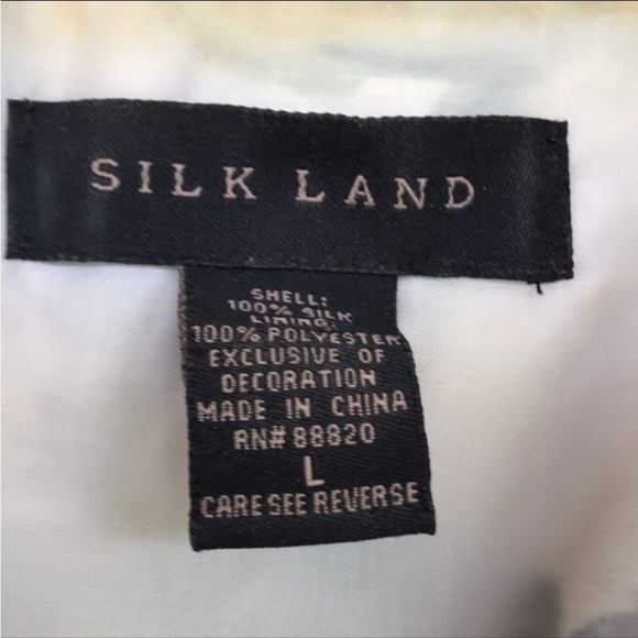 Eddie Bauer Brown and Orange Tropical 3/4 Sleeve Button Down Silk Blazer - Picture 8 of 12